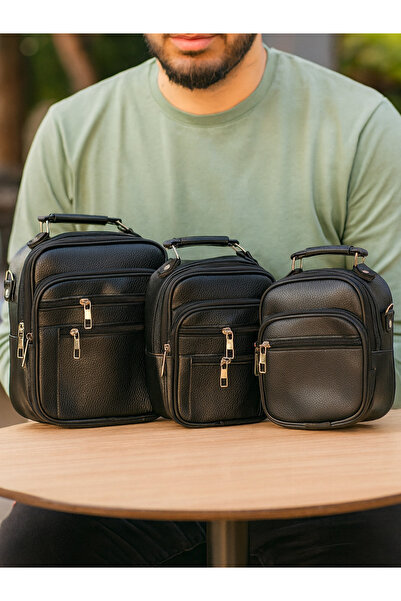 MOLDİVA Set of 3 Men's Daily Bag with Hand and Shoulder Straps Daily, Travel, Business Bag
