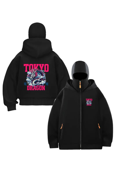 LAND MODA Hanorac unisex Ninja cu mască de zăpadă Cardigan din lână groasă cu...