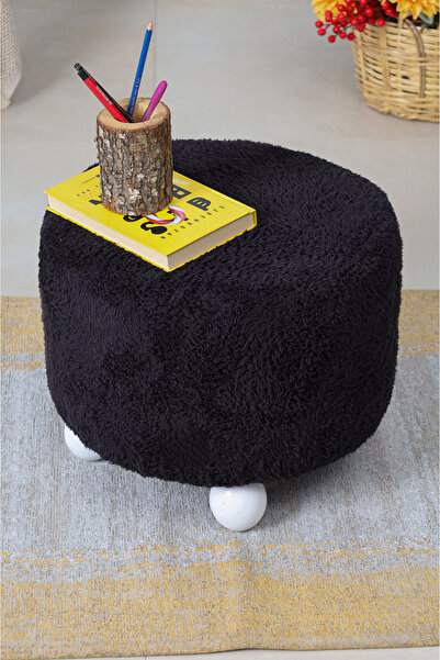 PUFMANYA POLO X-LARGE 45 X 45 CM DOĞAL AHŞAP GÜRGEN AYAKLI YUMUŞACIK PELUŞ PUF KOLTUK