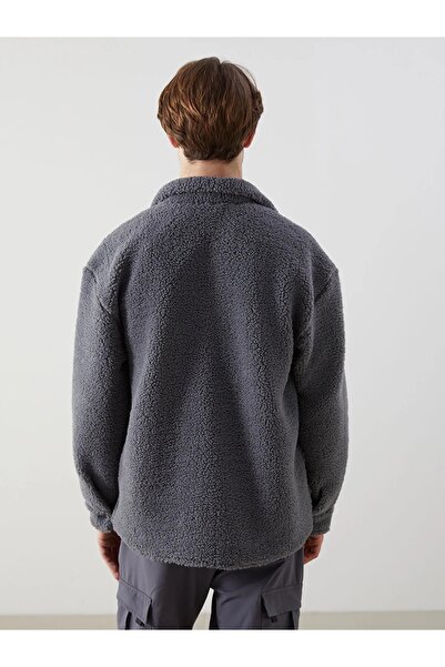 Quagga Ekru Rahat Kalıp Uzun Kollu Pelüş Erkek Gömlek Ceket