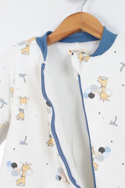 Ofislot Giraffe Patterned Lined Long Sleeve Cotton Winter Children's Baby Boy Sleeping Bag 2.5 Tog 2 3 4 5 6 Years Old