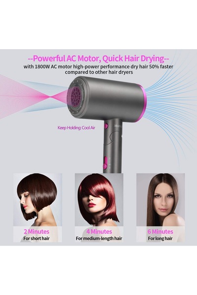 Generic Professional Ionic Hair Dryer 2200W - Fast Drying Blower Hair Dryer with Thermo-Control, Low Noise