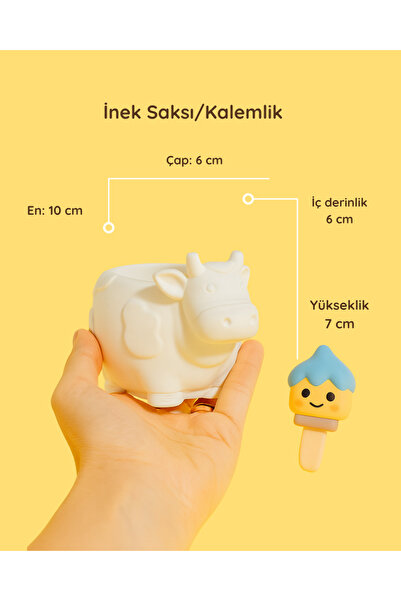 colorbuddie Boyanabilir İnek Seramik Saksı – Güçlendirilmiş Seramik Obje, Dek...