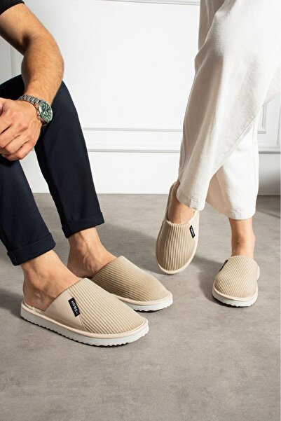 luz&pos Unisex Woolen House Slippers – Comfortable Slippers with Velvet Corduroy, Semi-Leather, Comfortable and Non-Slip Soles
