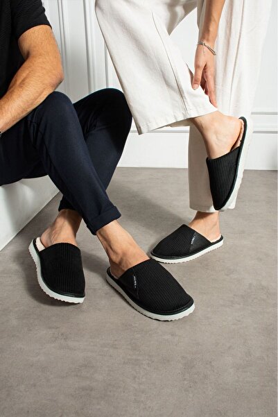 luz&pos Unisex Woolen House Slippers – Comfortable Slippers with Velvet Corduroy, Semi-Leather, Comfortable and Non-Slip Soles