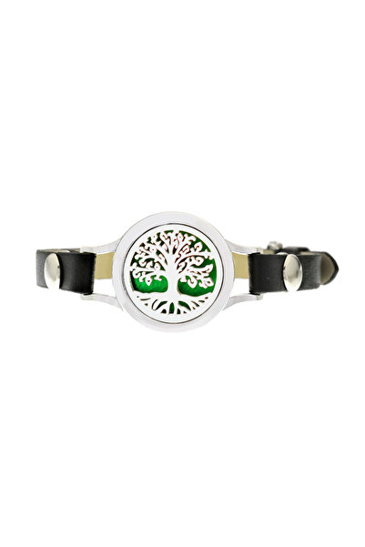 NEO Neo™ WJ254 Aromatherapy Bracelet, Tree of Life curled leaves, -friendly, zinc alloy and leather