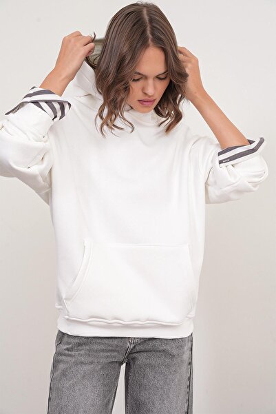 Mixray 2022 Hanorac unisex cu glugă din fleece cu 3 fire, alb