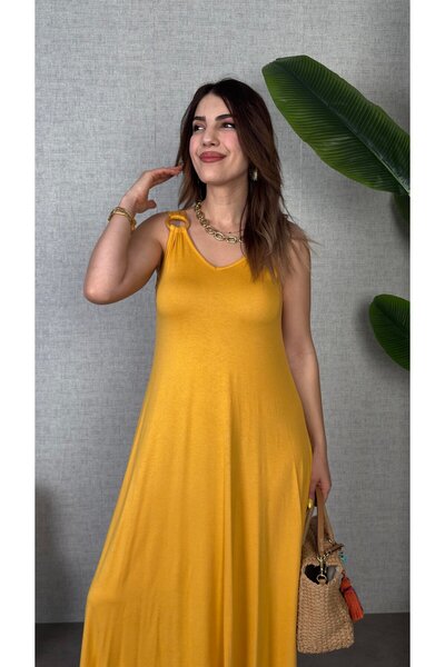 JANES فستان نسائي من القماش المنسوج على شكل حرف V وفتحة غير متماثلة