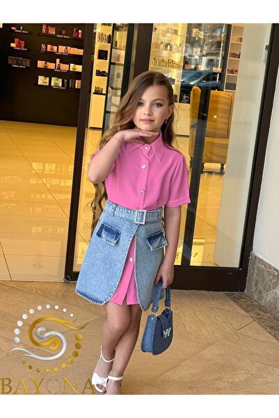 Bayona Παιδικά – Σετ πουκάμισο + τζιν φόρεμα + τσάντα