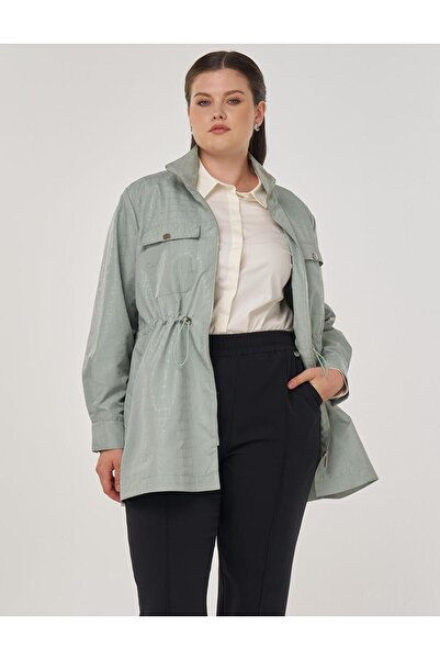 Kayra Μπουφάν με γεωμετρικό σχέδιο με όρθιο γιακά πάγο πράσινο