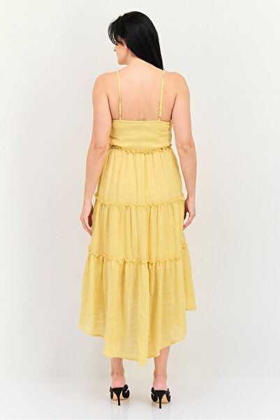Forever 21 Women Textured Midi Dress, Yellow