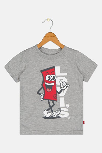 Levi's Toddlers Boy Crew Neck Brand Logo Short Sleeve T-Shirt, Grey