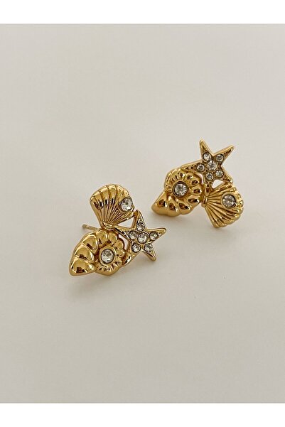 Twenty Eight Sea Shell Spiral Star Steel Earrings - Twentyeight