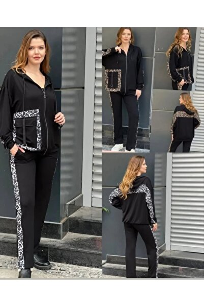 Butik Gri leopar desenli ikili takım