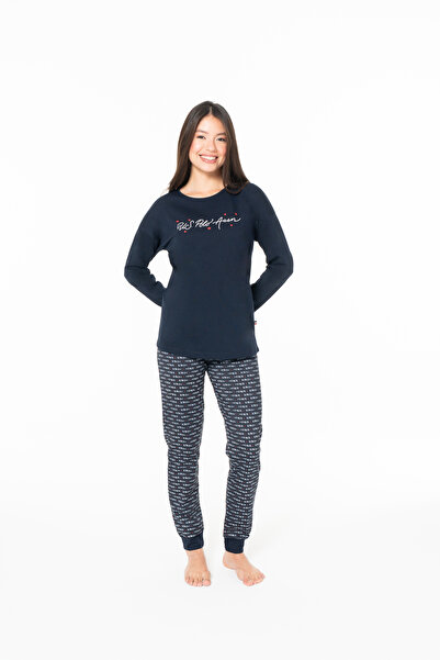 U.S. Polo Assn. Women's 100% Cotton Patterned Comfortable Elasticated Leg Paj...