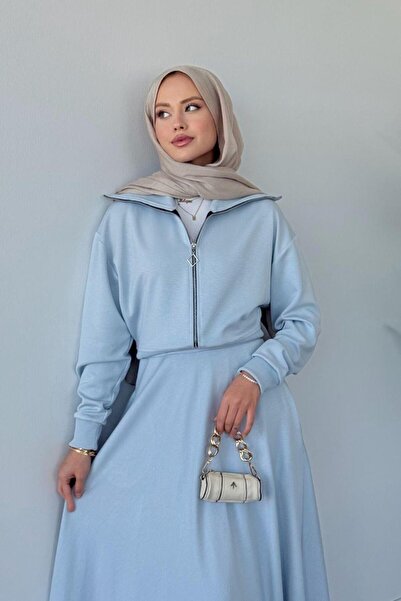 Şulemoda Giyim Moda Ribanalı Takım Mavi