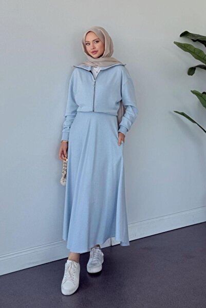 Şulemoda Giyim Moda Ribanalı Takım Mavi