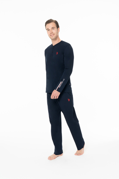 U.S. Polo Assn. Erkek Konforlu %100 Pamuk Yaka Düğmeli Lacivert Büyük Beden - Lacivert - SELKR18U95S9BQTL-LAC