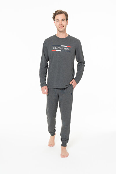 U.S. Polo Assn. Ανδρικά ρούχα για το σπίτι με λεπτομέρεια τσέπης και λαιμόκοψη σε ανθρακί χρώμα - Ανθρακί - ILC2.18K95Y1-MANT