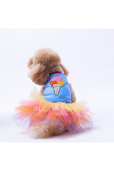 Pawstar Açık Mavi Dondurma Nakışlı Ice Cream Kedi Köpek Elbisesi - Kedi Köpek...