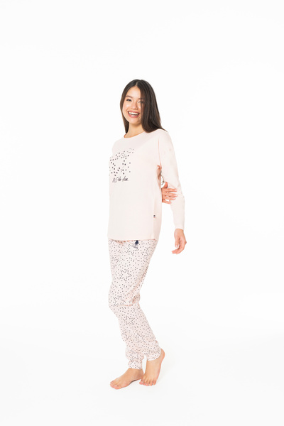 U.S. Polo Assn. Women's 100% Cotton Star Pattern Crew Neck Pajama Set Salmon - Salmon - Bynva20F16O3-Xsom