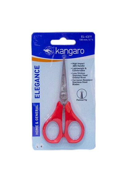Kangaro Kids Scissors EL-45/Y – 4 Inch (120mm) Safe Craft Scissors for Children
