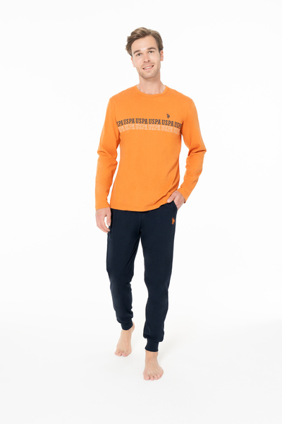 U.S. Polo Assn. Men's Crew Neck 100% Cotton Orange Comfortable Home Wear - Orange - Ilc2.18A95E3-Itur