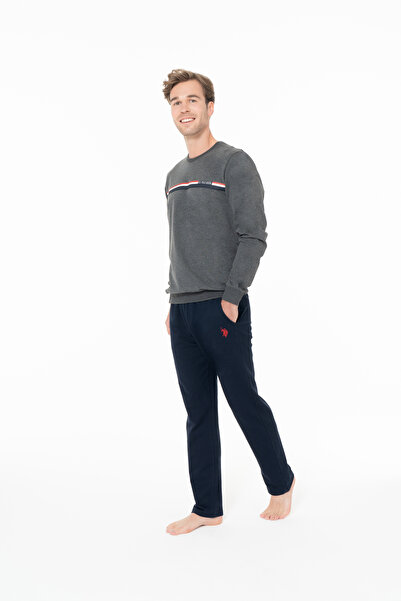 U.S. Polo Assn. Men's Crew Neck Rubber Sleeve Pajama Set Anthracite Plus Size Anthracite - Ilc2.18U92S5Bqtl-Ant