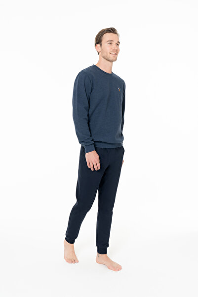 U.S. Polo Assn. Ανδρικό σετ πιτζάμες με λαιμόκοψη με ίσιο πόδι Indigo - Indigo - ILC2.18U99S5-QIND