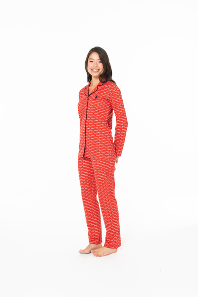 U.S. Polo Assn. Women's Long Sleeve 100% Cotton Red Home Wear Set - Red - Sreia20W14W4-Wkir