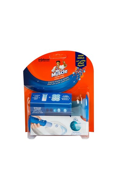 Mr. Muscle قرص منعش من السيد ماسل برائحة بحرية منظف صحي منعش يدوم طويلاً سهل الاستخدام