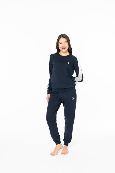 U.S. Polo Assn. Kadın Şerit Detaylı Lastikli Paça Ev Giyim %100 Pamuk Lacivert - Lacivert - ILC2.20A11E5-ILAC