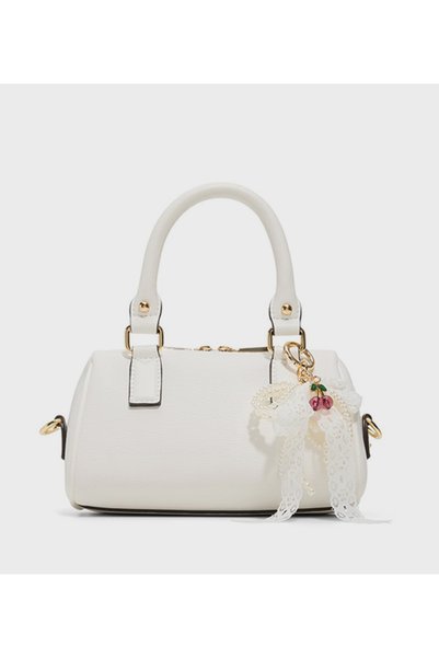 Aldo Haliewhite Womens White Barrel Handbag With Detachable Strap