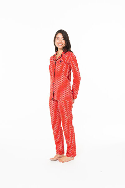 U.S. Polo Assn. Women's Boydan Patched 100% Cotton Red Home Wear Set - Red - Ilc2.20W14W4-Wkir