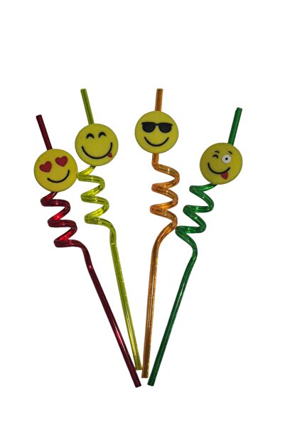 Eşya Dünyası مجموعة شفاطات حلزونية ملونة - نماذج إيموجي - احتفالات أعياد المي...