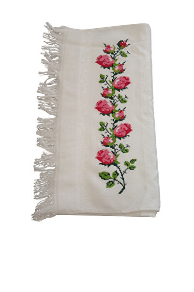 Kösedağ Havlu Kanaviçe işlemeli elişi çeyizlik havlu