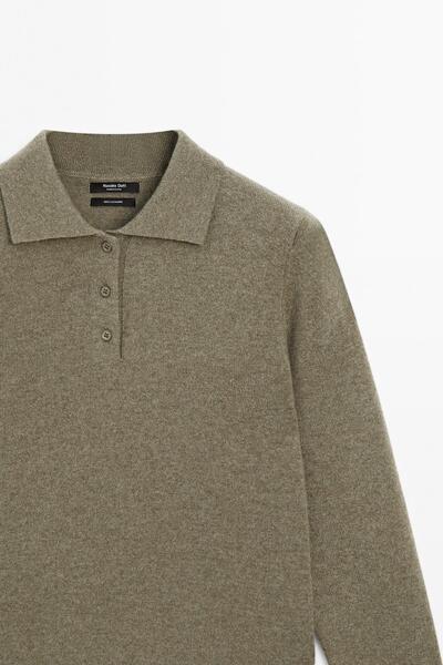 Massimo Dutti %100 kaşmir triko polo yaka kazak