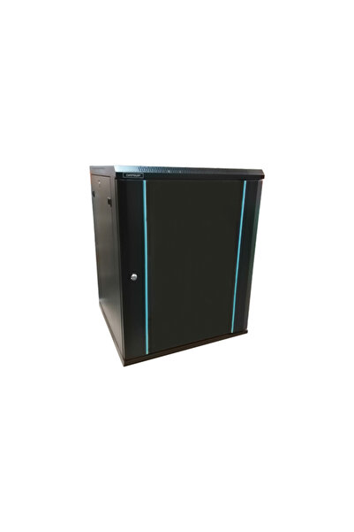 Dateup Rack 12U 600x450 RAL 9004, dezasamblat, montare pe perete, usa din sticla, panouri laterale d