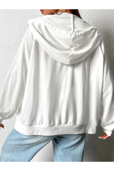 COHERENT Unisex Cardigan Newyork Special Printed Winter Oversize Hooded Zippered Pocket Detailed Cardigan