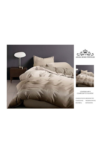 OEM 4-Piece Elastic Bed Linen Set, UNI Wave Pattern 180x200cm with 2 Pillowcases Included
