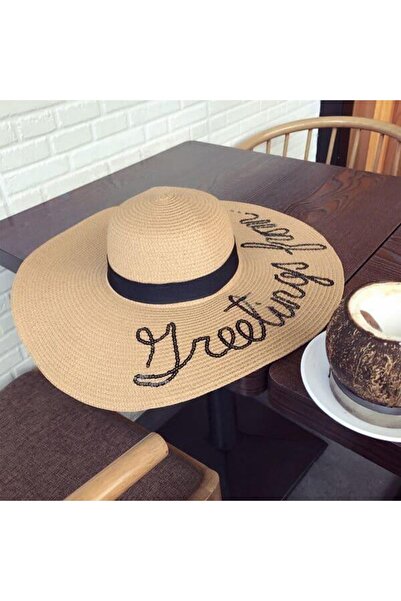 Pursehuit Pălărie de damă cu bor larg, bej, Salutări de la Kaspara