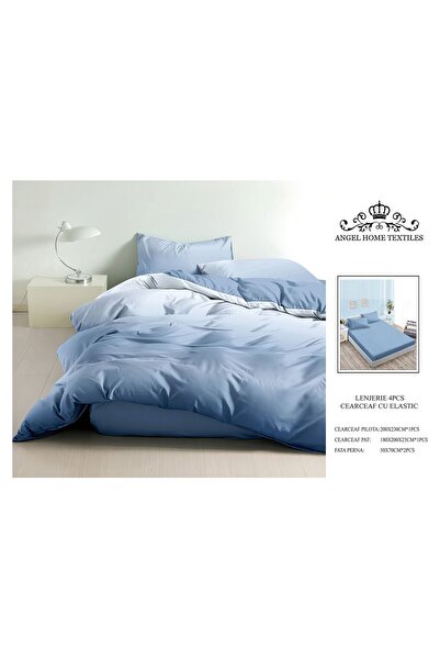 OEM 4-Piece Elastic Bed Linen Set, UNI Wave Pattern 180x200cm with 2 Pillowcases Included