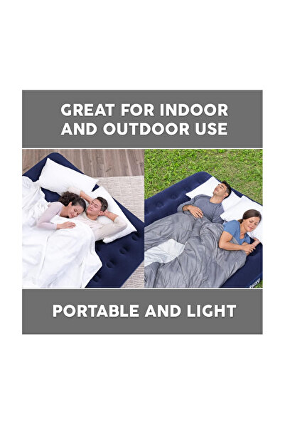 Generic Comfort Quest King Size Air Bed – Inflatable Flocked Mattress, Durable PVC Airbed with Repair Patch