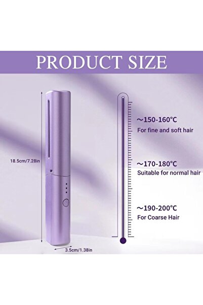 Generic Hair Straightener Brush, Portable Wireless Hair Straightener with Nano Heating Teeth Double Anion Te