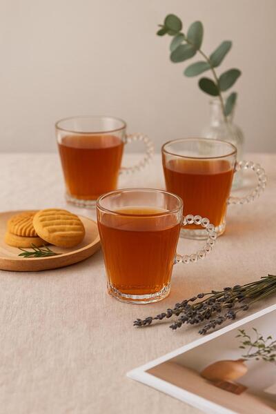 NZR İnci kulplu zarif çay bardağı