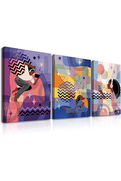 Emoda home Trove لوحة جدارية حديثة لامرأة موسيقية أمريكية أفريقية - ديكور قماشي 30×40 سم