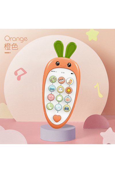Choice1 لعبة هاتف للأطفال باللون البرتقالي، موسيقى، صوت، هاتف، ألعاب نوم، مع عضاضة، محاكاة هاتف للأطفال الرضع