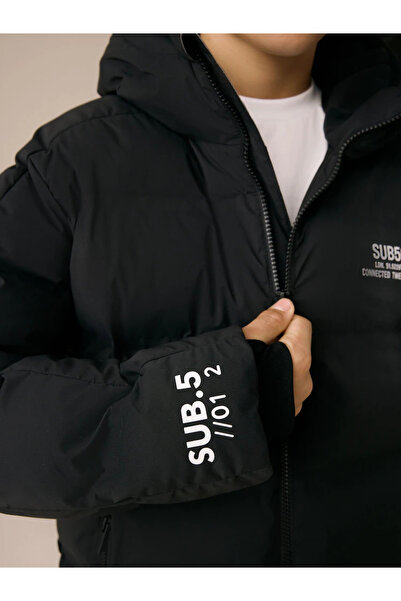 Next Baby Pas Kahverengi ve Siyah Beyaz Renk Bloğu - Suya Dayanıklı Mikro Polar Astarlı Kapitone Palto