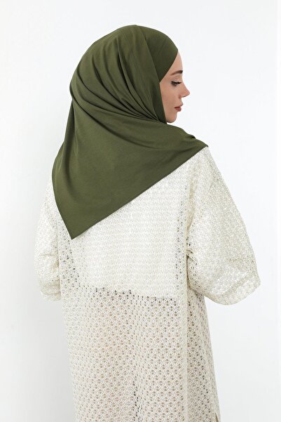 Aisha's Design Σάλι από χτενισμένο βαμβάκι με πέπλο που καλύπτει το λαιμό, PS-58, Χακί