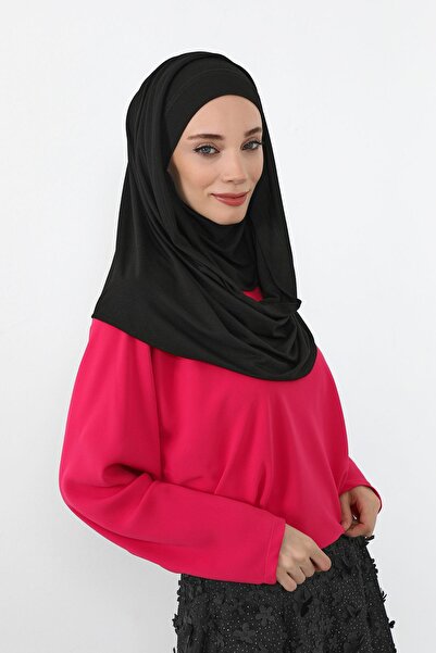 Aisha's Design Σάλι από χτενισμένο βαμβάκι με πέπλο που καλύπτει το λαιμό, PS-58, Μαύρο